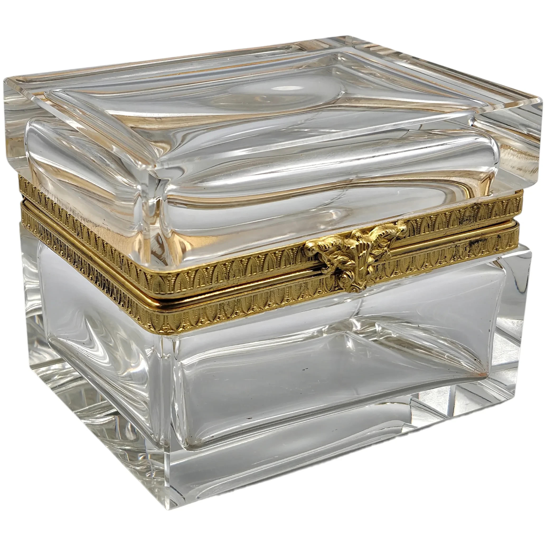 French Clear Glass Casket Box with Gilt Bronze Mounts
