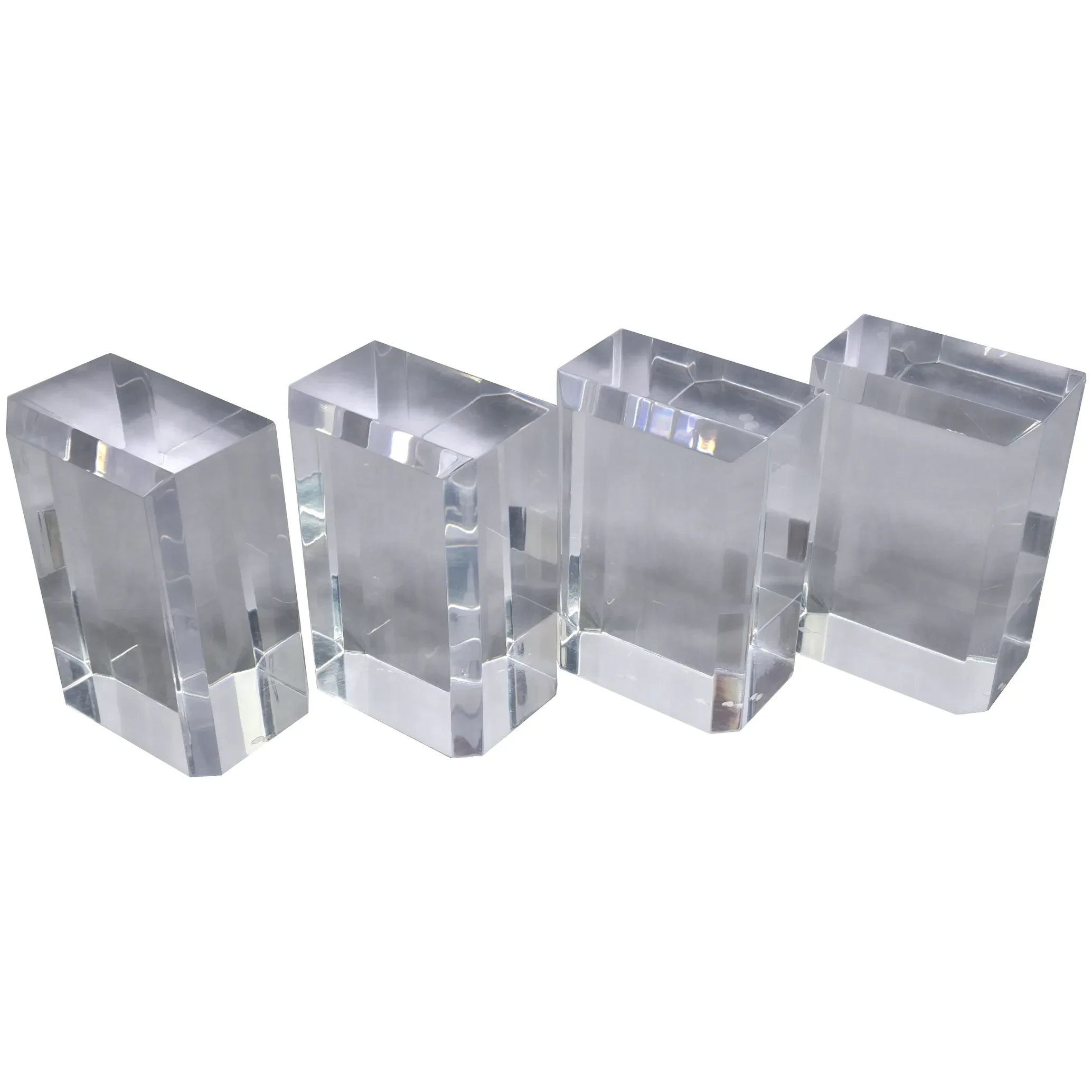 Vintage Ritts Astrolite Lucite Bookends Set of 4 Mid Century Modern 1970s Geometric