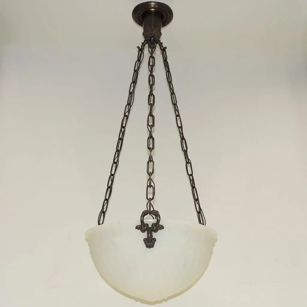 Vintage Bowl Light Fixture - Cast Glass - Urns & Swags - View 2