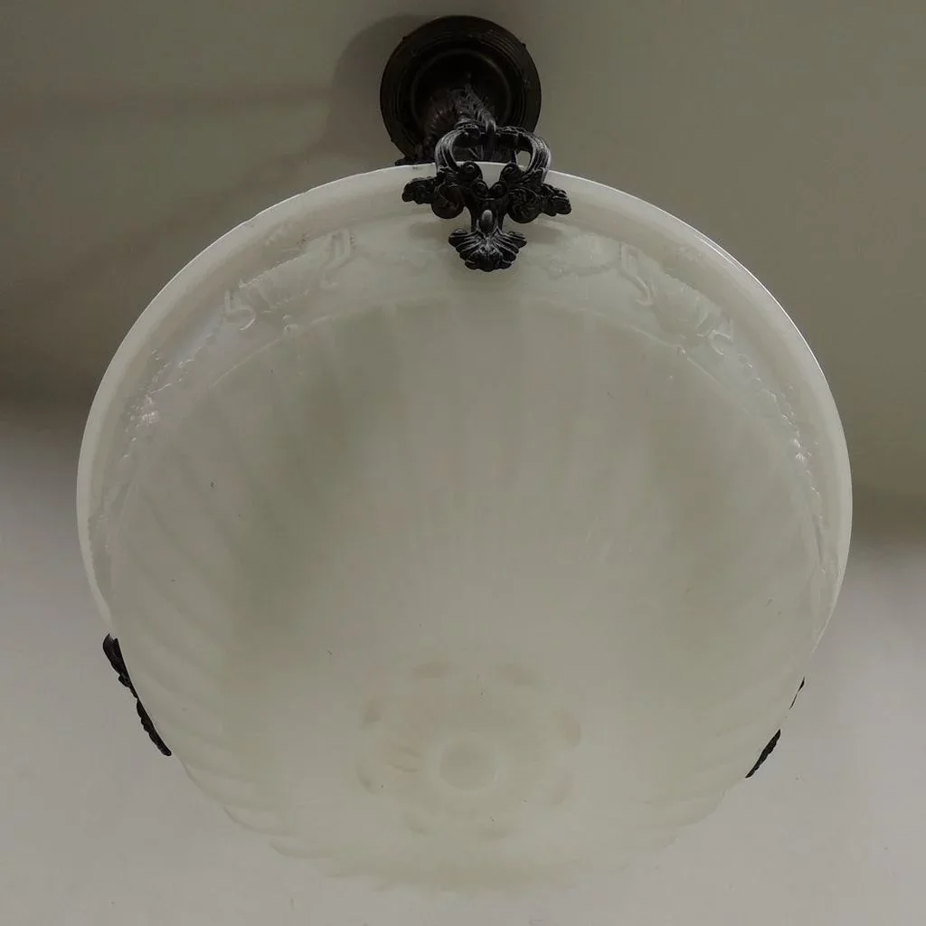 Vintage Bowl Light Fixture - Cast Glass - Urns & Swags - View 7