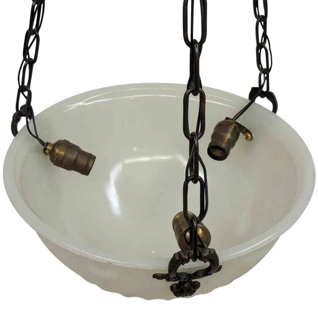 Vintage Bowl Light Fixture - Cast Glass - Urns & Swags - View 8