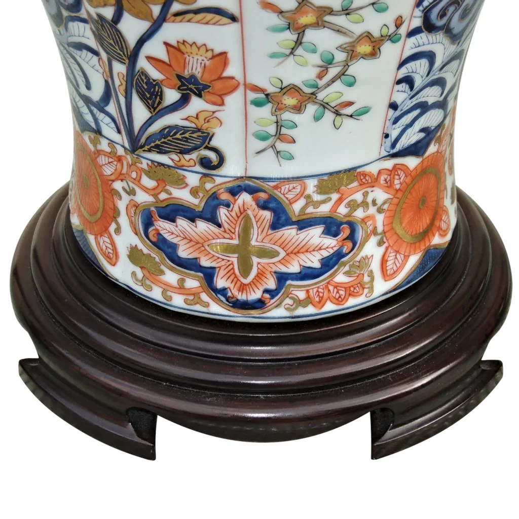 Pair Large Vintage Imari Vase Form Lamps by Wildwood with Birds and Florals - View 9
