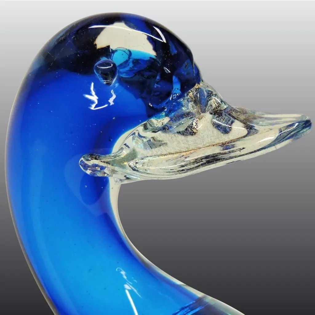 Pair Large Blue Seguso Murano Glass Ducks - View 5