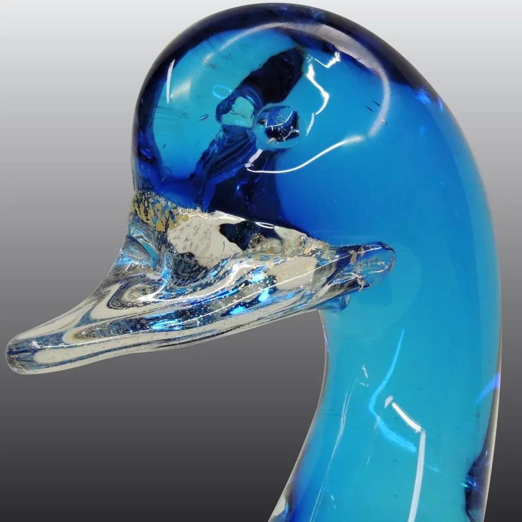 Pair Large Blue Seguso Murano Glass Ducks - View 6