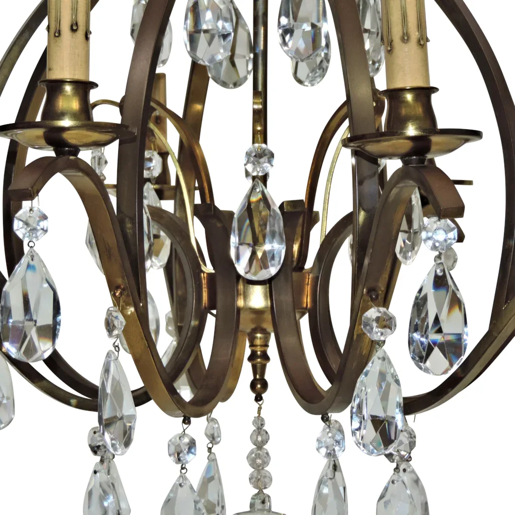 Vintage 8-Light W.German Chandelier - Brass and Crystal - View 6