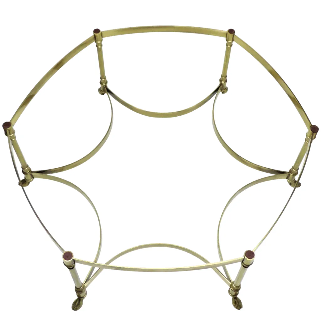 Vintage La Barge / LaBarge Brass Coffee Table - Glass Top - View 2