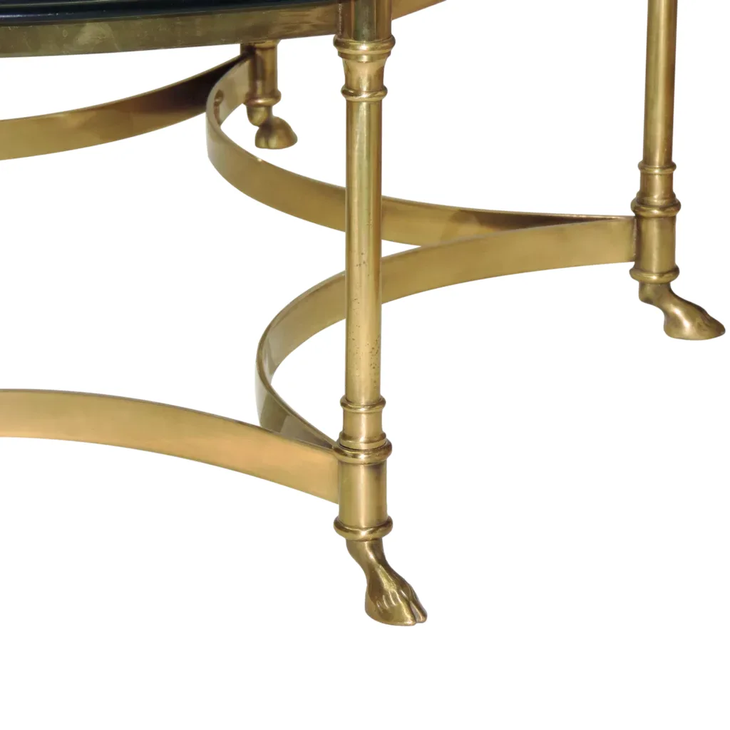 Vintage La Barge / LaBarge Brass Coffee Table - Glass Top - View 3