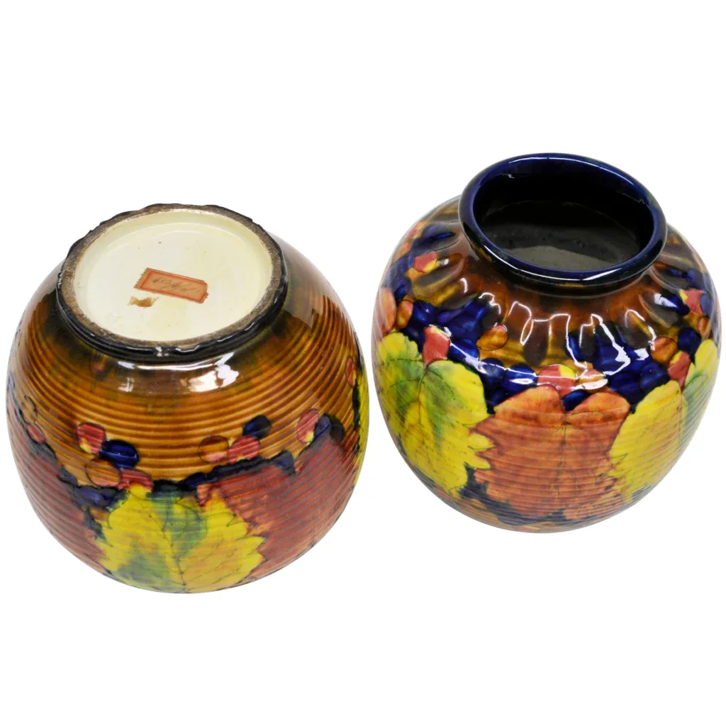 Pair Colorful Vintage Awaji Pottery Vases - View 3