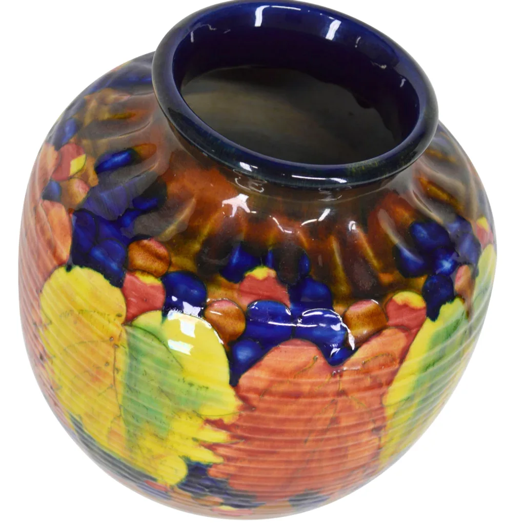 Pair Colorful Vintage Awaji Pottery Vases - View 5