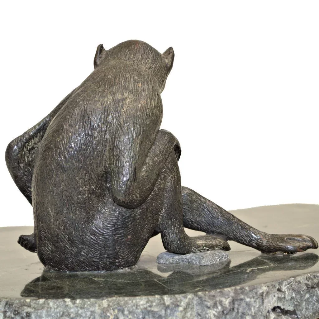Vintage Maitland Smith Marble Box - Bronze Monkey - View 7