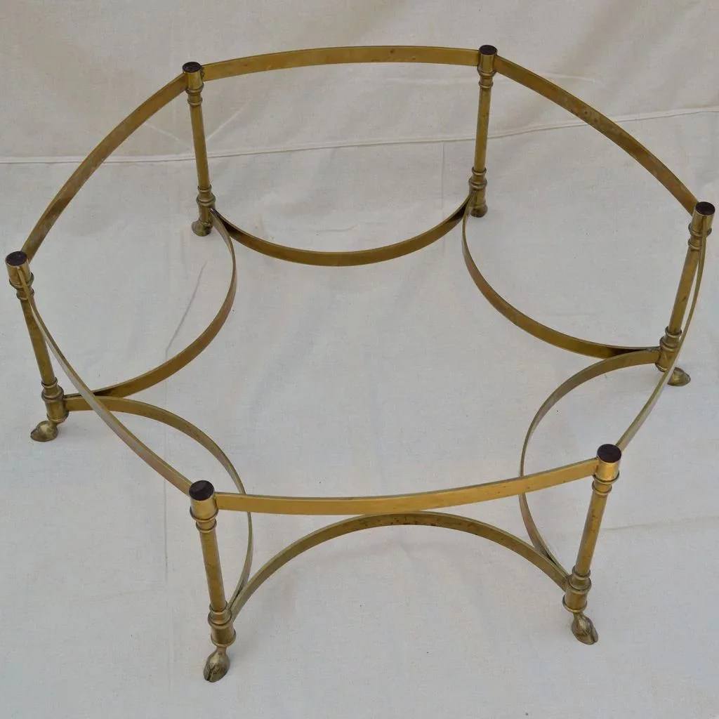 Vintage La Barge / LaBarge Brass Coffee Table - Heavy Glass Top - View 2
