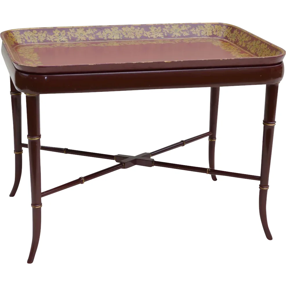 Papier Mache Tray Table Burgundy / Red