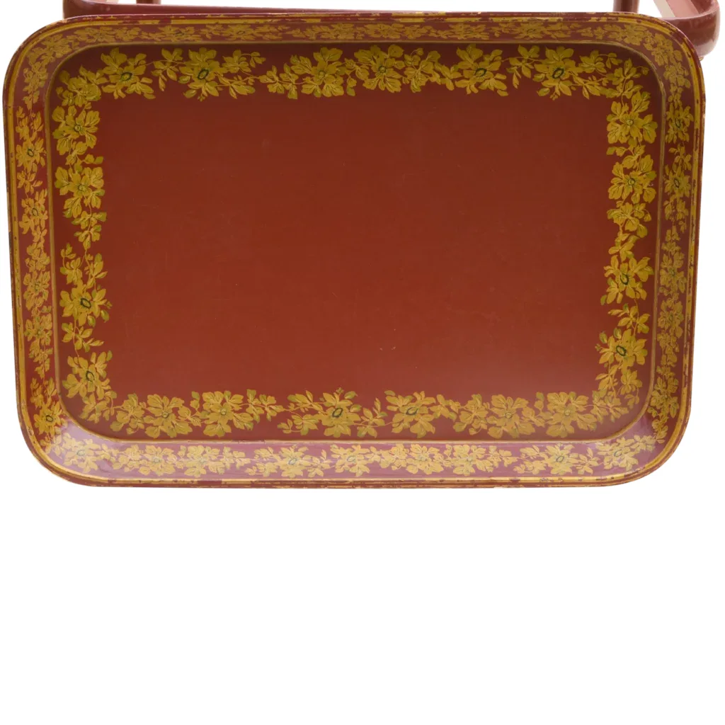 Papier Mache Tray Table Burgundy / Red - View 3