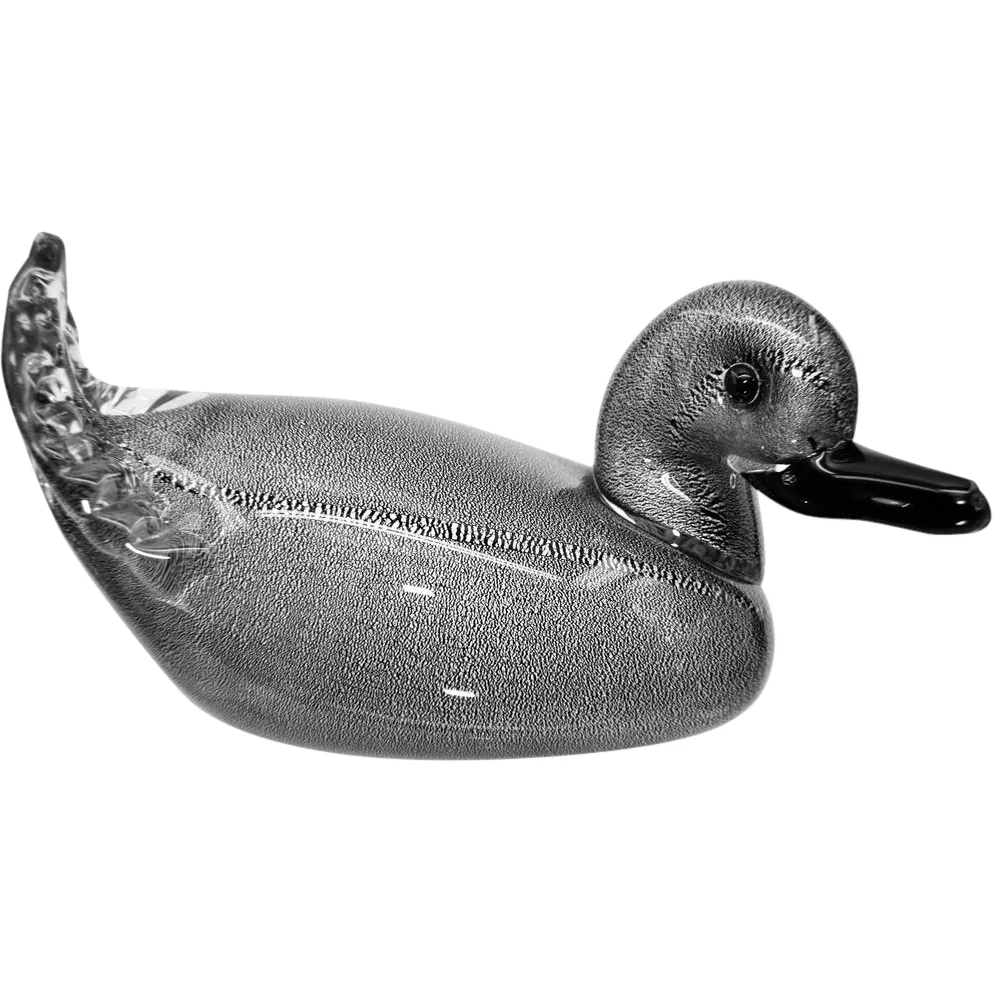 Formia Murano Glass Duck - Silver Fleck - Vintage