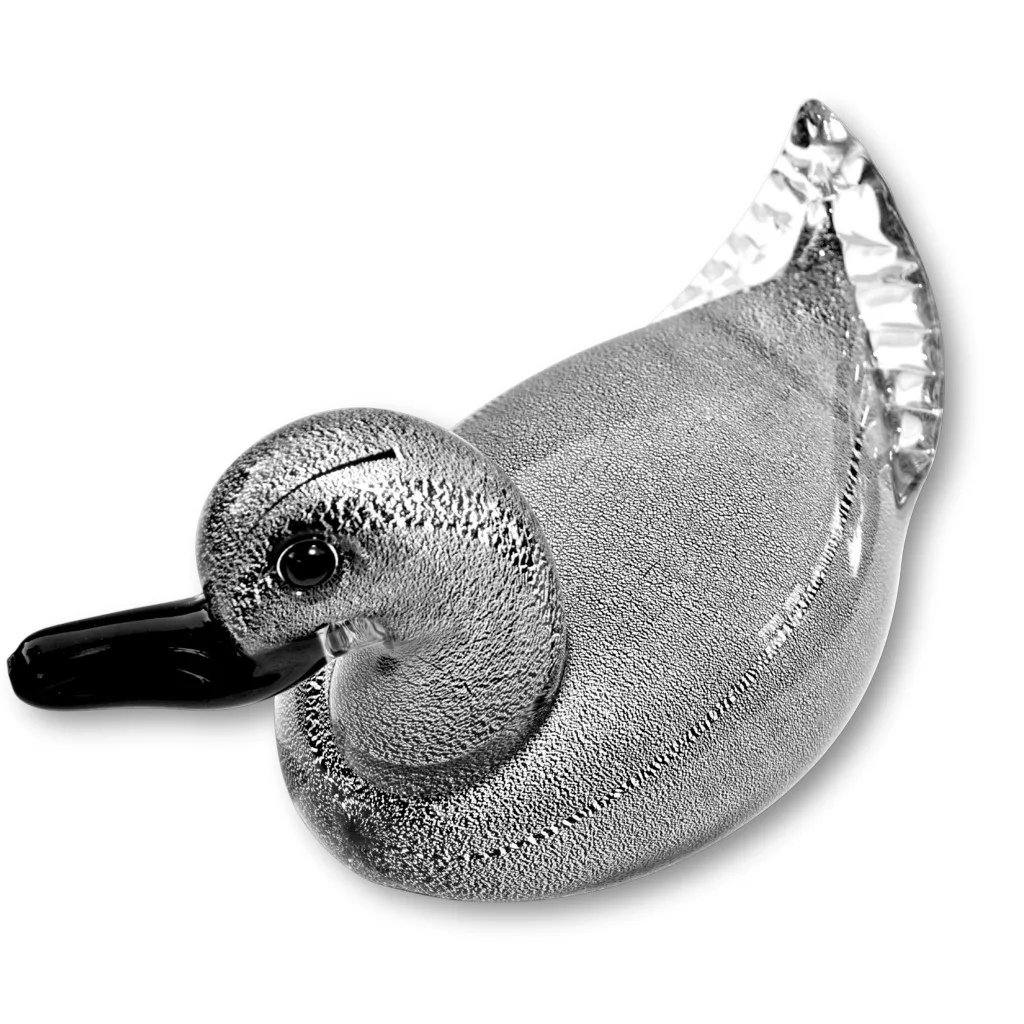 Formia Murano Glass Duck - Silver Fleck - Vintage - View 3
