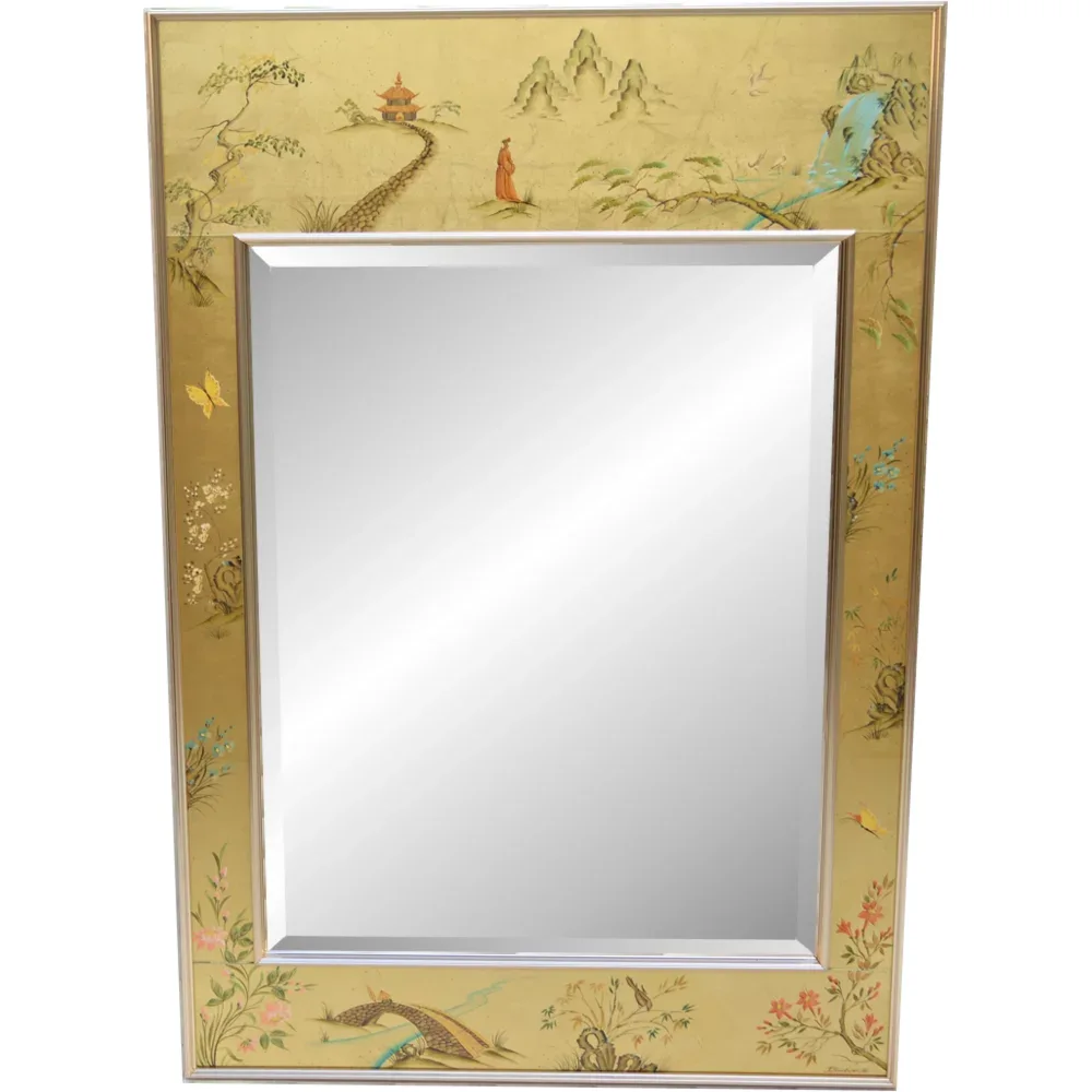 Vintage LaBarge Chinoiserie Mirror - Artist Signed / 1983