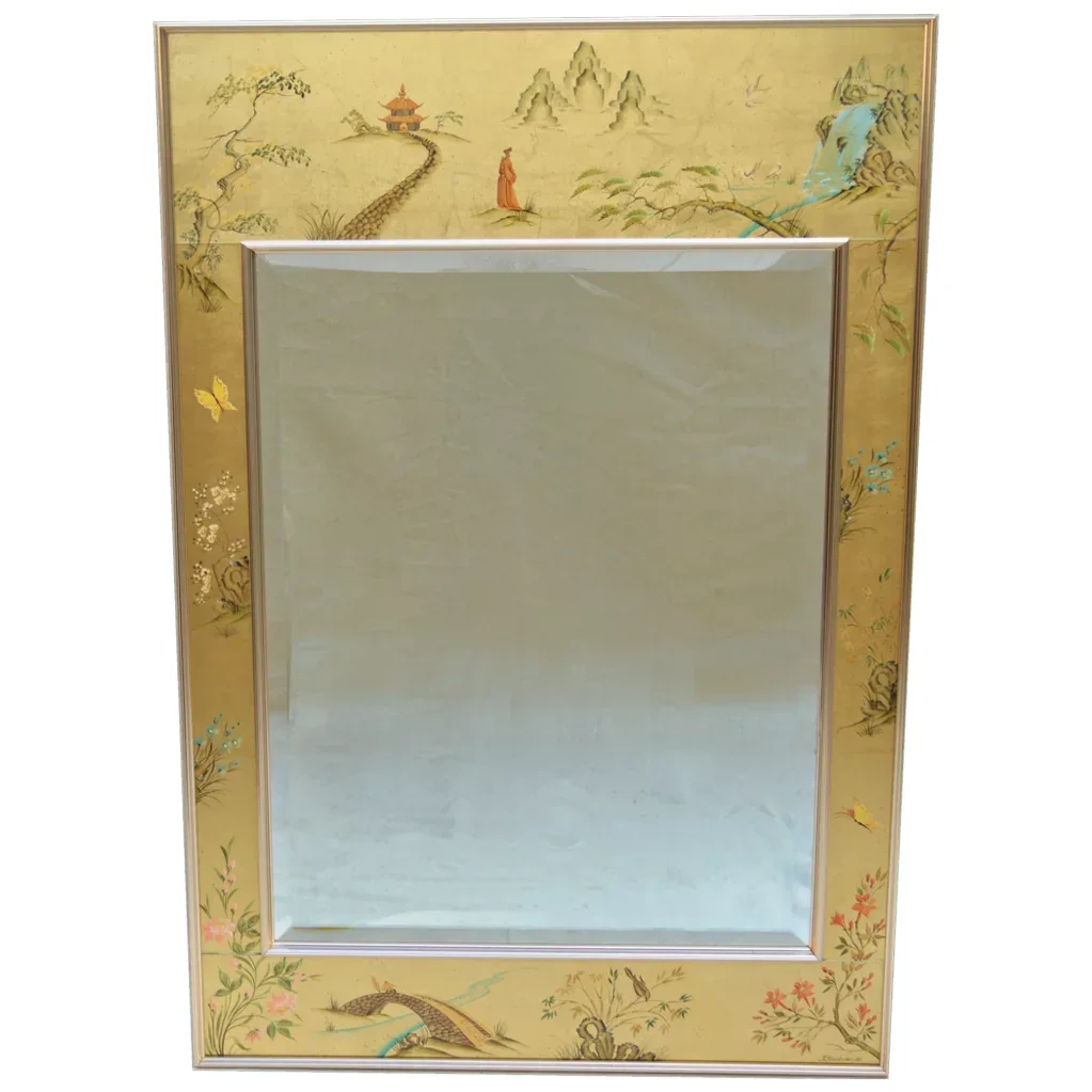 Vintage LaBarge Chinoiserie Mirror - Artist Signed / 1983 - View 2