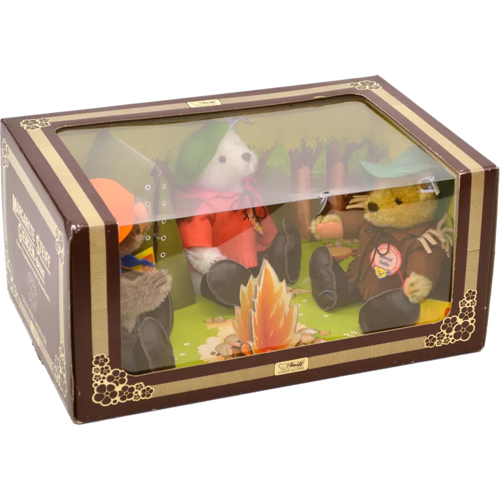 1983 Steiff Nimrod Teddy Bear Set - Campfire