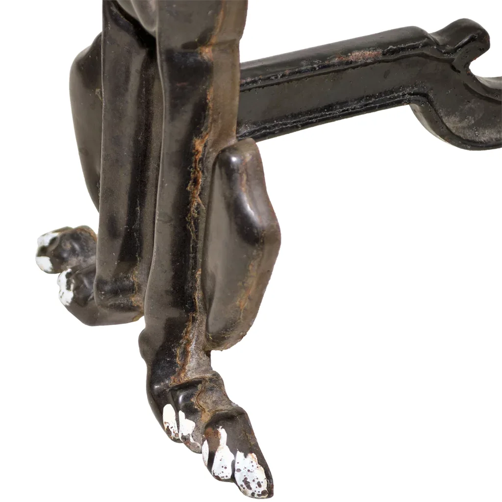 Whimsical Art Deco Dog Andirons - Vintage Cast Iron - Tennessee Chrome Plate Company - View 6