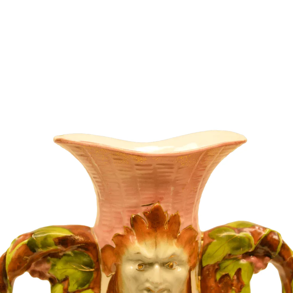 Pair Antique Pottery Vases - North Wind Faces - View 9