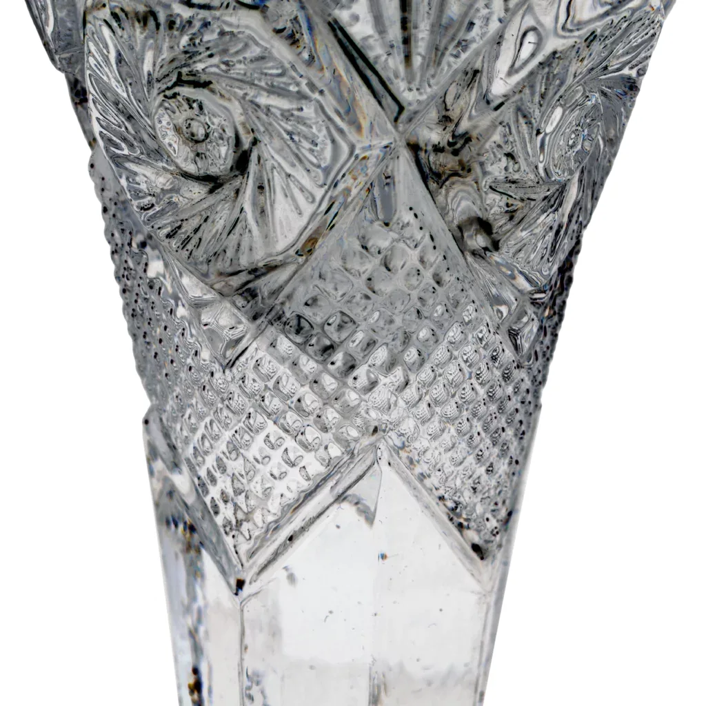 Pair Imperial Thunderbolt Nucut Crystal Vases - Scarce Size - View 3