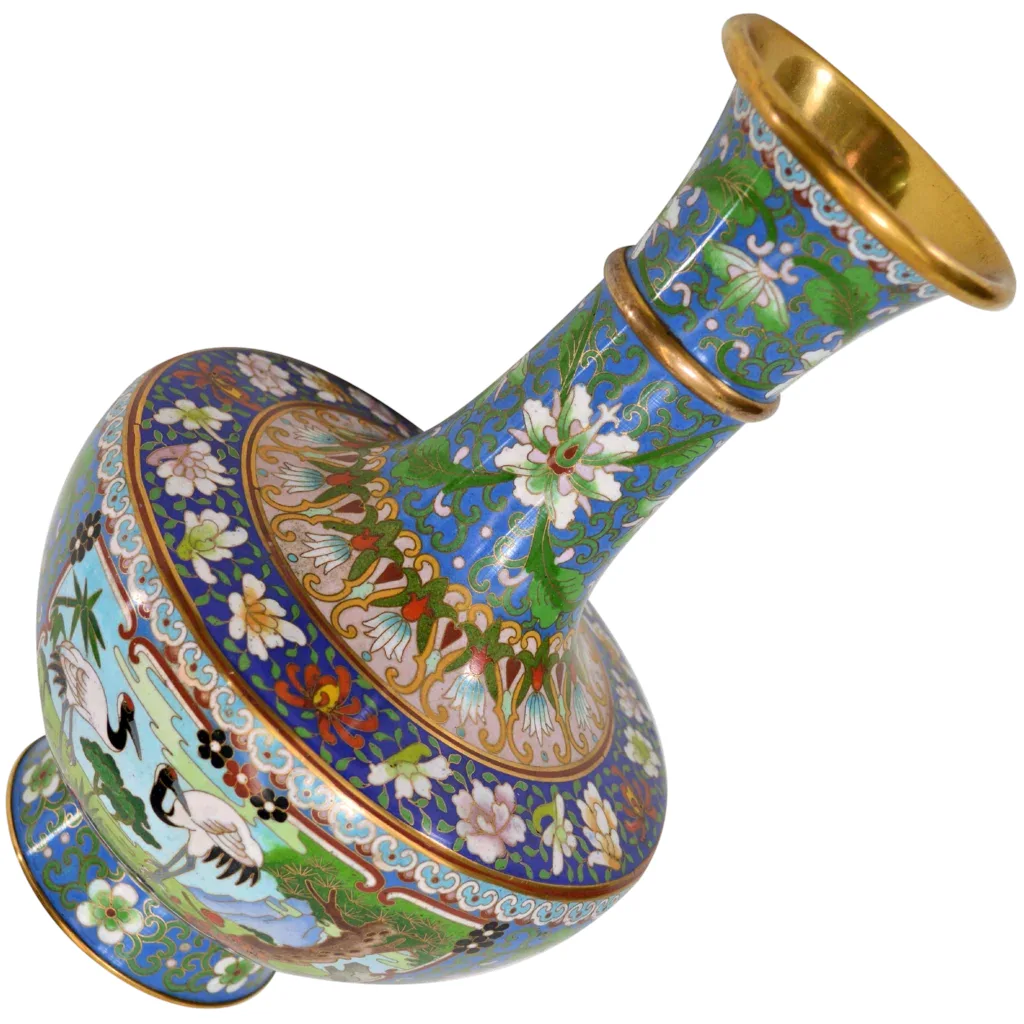 Vintage Chinese Cloisonne Enameled Vase - View 4