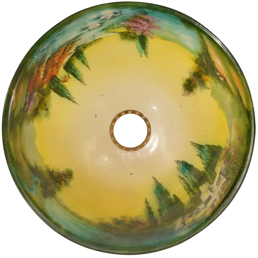 Pittsburgh Reverse Painted Swan, Lake, Stream, Birds, Trees Scenic Lamp - Dolphin Base - 18 inch - View 6